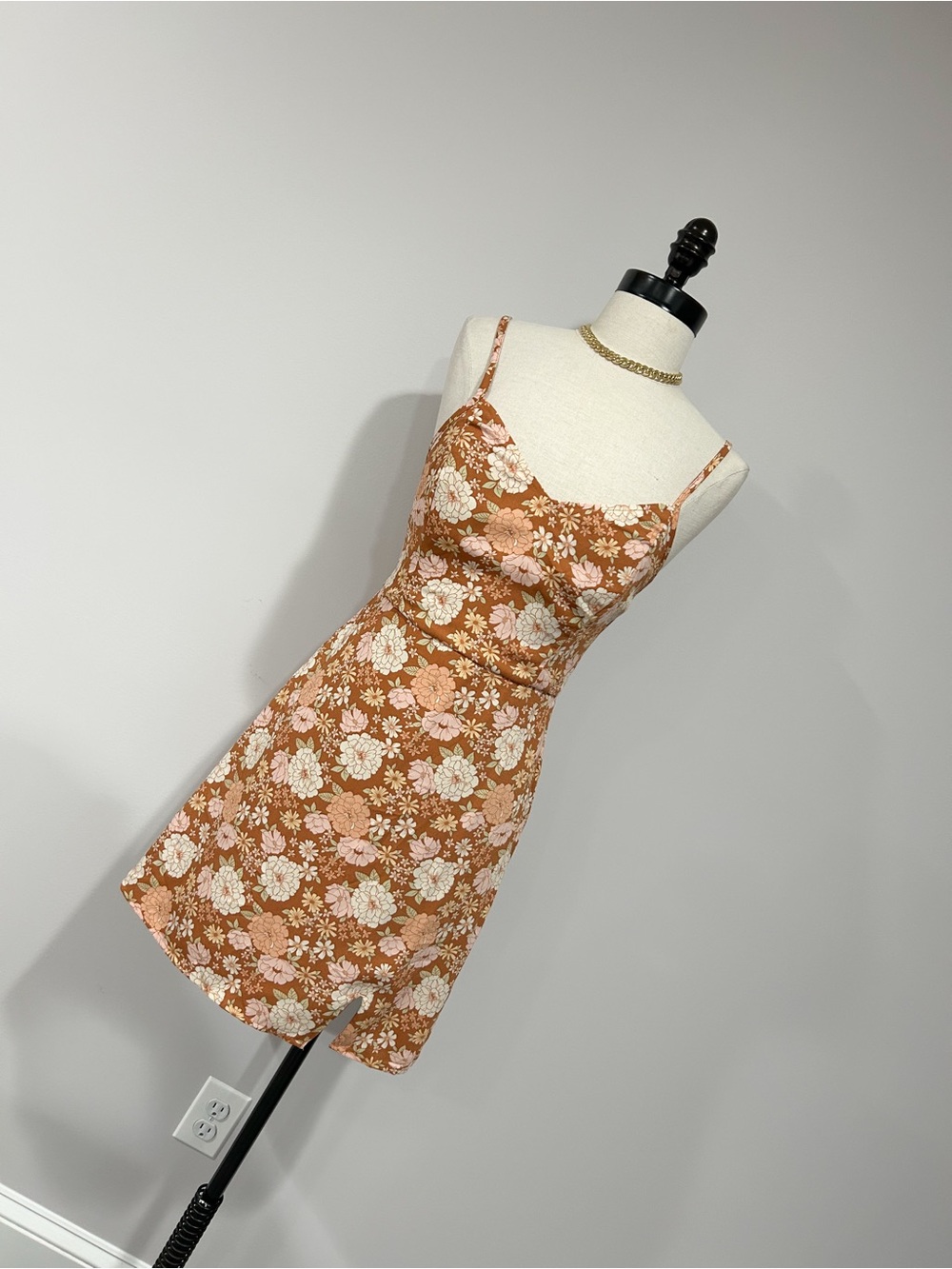 Hollister Rust Floral Mini Slip Dress